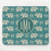Monogram | Elephant Blauwgroen Caravan Pattern Muismat (Voorkant)