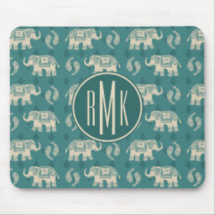 Monogram Elephant Blauwgroen Caravan Pattern Muismat