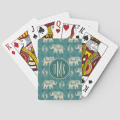 Monogram | Elephant Blauwgroen Caravan Pattern Speelkaarten (Achterkant)
