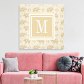 Monogram | Elephant Khaki Caravan Pattern Canvas Afdruk (Insitu (Woonkamer))