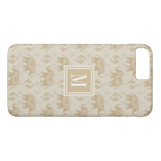 Monogram | Elephant Khaki Caravan Pattern Case-Mate iPhone Case (Achterkant (Horizontaal))