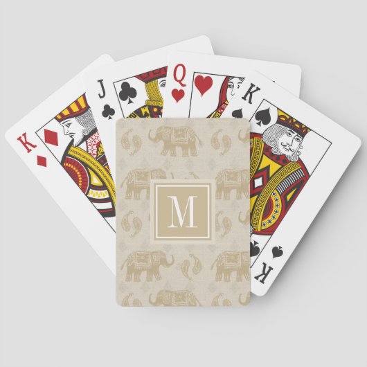 Monogram | Elephant Khaki Caravan Pattern Speelkaarten (Achterkant)