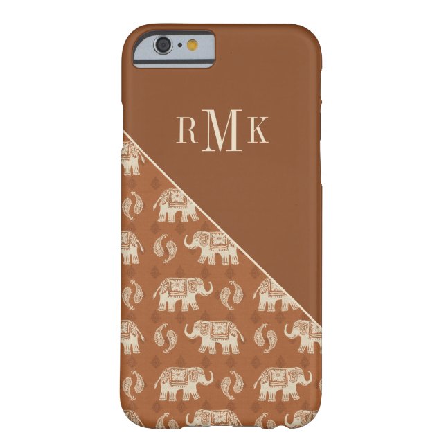 Monogram | Elephant Oranje Caravan Pattern Case-Mate iPhone Case (Achterkant)