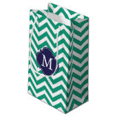 Monogram Emerald and Blue Zigzag Pattern Klein Cadeauzakje (Achterkant Gekanteld)