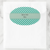 Monogram Emerald Green en White Polka Dot Pattern Ovale Sticker (Tas)