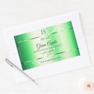 Monogram Emerald Green Soft Glitter Product Labels
