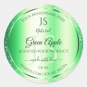 Monogram Emerald Green Soft Glitter Product Labels