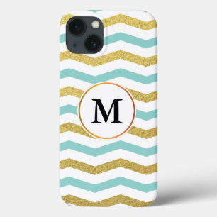 monogram en chevron gepatterd iPhone 13 hoesje