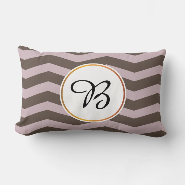 monogram en chevron gepatterd kussen (Voorkant)