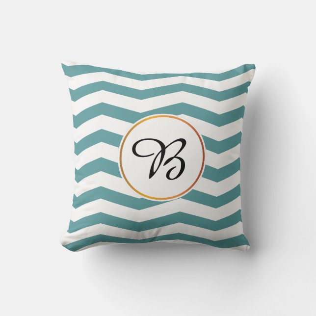 monogram en chevron gepatterd kussen (Voorkant)