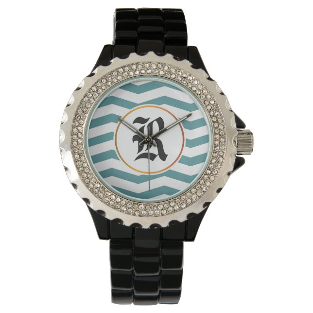 monogram en chevron horloge (Voorkant)