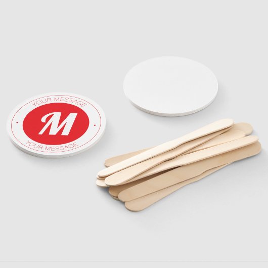 monogram en circulaire tekst Sjabloon Handwaaier (Niet-gemonteerd)