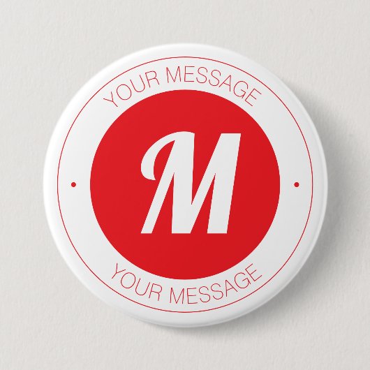  monogram en circulaire tekst Sjabloon Ronde Button 7,6 Cm (Voorkant)