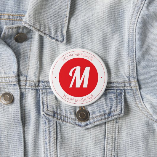 monogram en circulaire tekst Sjabloon Ronde Button 7,6 Cm (In situ)