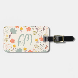 Monogram en Citaat Boho Flowers Bagagelabel