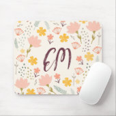 Monogram en Citaat Boho Flowers Muismat (Met muis)