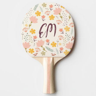 Monogram en Citaat Boho Flowers Ping Pong Paddle Tafeltennisbatje