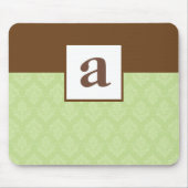 Monogram en Damask Pattern Custom Mousepad Muismat (Voorkant)