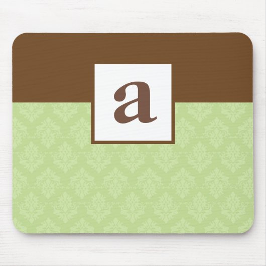 Monogram en Damask Pattern Custom Mousepad Muismat (Voorkant)