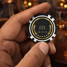 Monogram en datum zwart gouden lauwerkrans