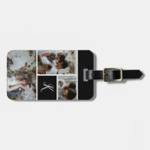 Monogram en fotocollage bagagelabel (Voorkant horizontaal)