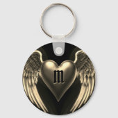 Monogram en Gold Angel Wings Sleutelhanger (Achterkant)
