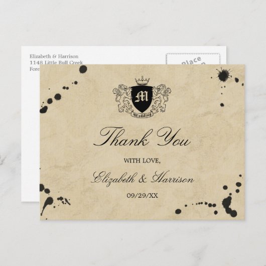 monogram en gordijn briefkaart (Voorkant / Achterkant)