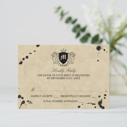  monogram en gordijn met ridderband RSVP (Staand voorkant)