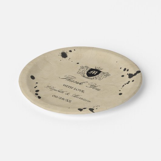  monogram en gordijn papieren bordje (Gekanteld)