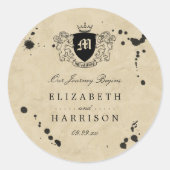  monogram en gordijn-pleister ronde sticker (Voorkant)