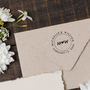 Monogram en hart   Weddenschap Zelfinktende Stempel