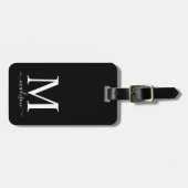 Monogram en kalligrafie met bewerkbare achtergrond bagagelabel (Voorkant horizontaal)