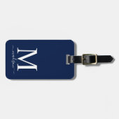 Monogram en kalligrafie met bewerkbare achtergrond bagagelabel (Voorkant horizontaal)