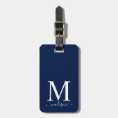 Monogram en kalligrafie met bewerkbare achtergrond bagagelabel (Voorkant verticaal)