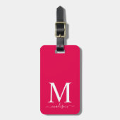 Monogram en kalligrafie met bewerkbare achtergrond bagagelabel (Voorkant verticaal)