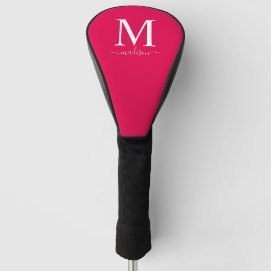 Monogram en kalligrafie met bewerkbare kleur golfheadcover (Voorkant)