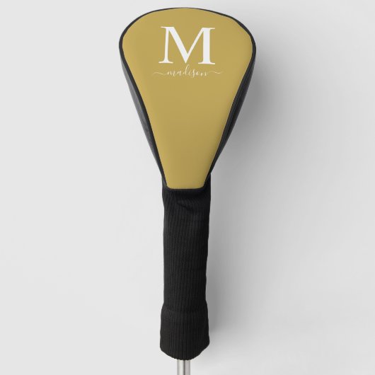 Monogram en kalligrafie met bewerkbare kleur golfheadcover (Voorkant)