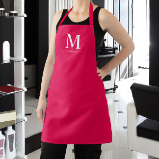 Monogram en kalligrafie met bewerkbare kleur schort