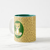 Monogram en luipaard op groene bruin en gouden bei tweekleurige koffiemok (Voorkant links)