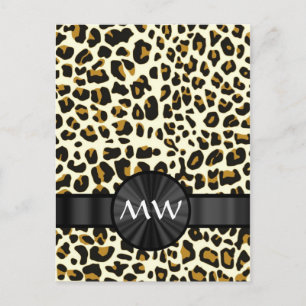 Monogram en luipaardprint briefkaart