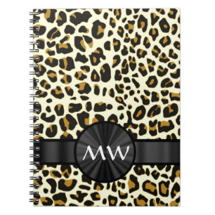 Monogram en luipaardprint notitieboek
