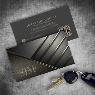 Monogram en Metaalhoeken Charcoal Grijs ID1040 Visitekaartje