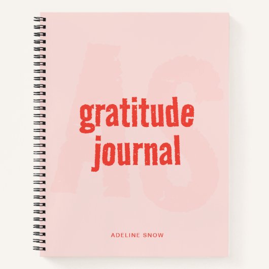 Monogram en Naam Gratitude Journal (Blush Pink) Notitieboek (Voorkant)
