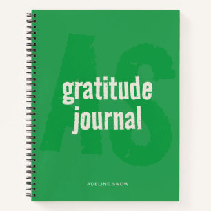 Monogram en Naam Gratitude Journal (groen) Notitieboek