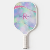 Monogram en naam, Iridescent Background Silver Tri Pickleball Paddle (Voorkant)