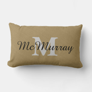 Monogram en naam Lumbar Pillow Kussen