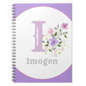 Monogram en naam met bloemen notitieboek (Voorkant)