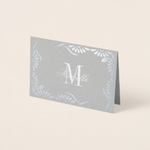 Monogram en naam met Floral Border Folie Kaarten