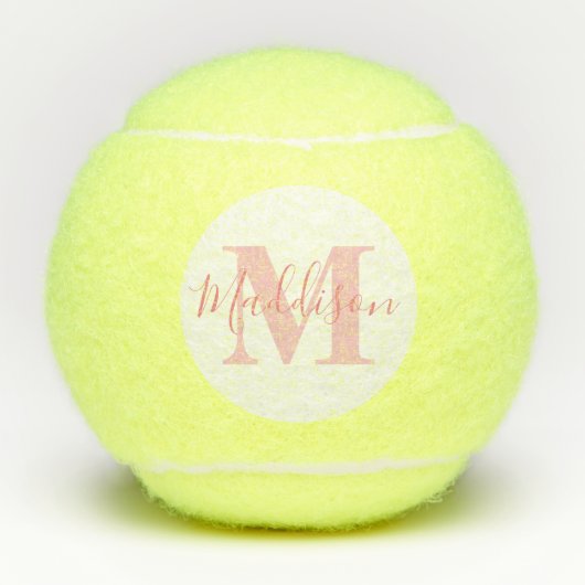 Monogram en naam Millennial Pink Tennisballen (Voorkant)