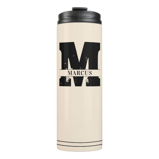 Monogram en naam Modern Man Thermosbeker (Voorkant)